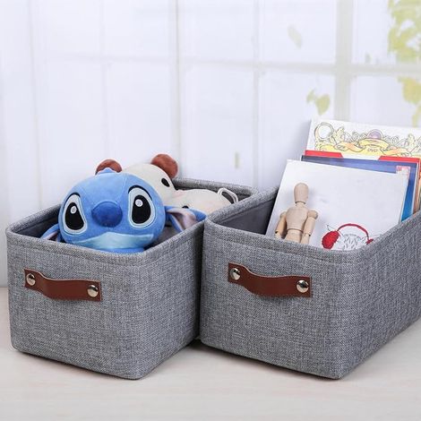 Paniers de Rangement Petit, Boîte de Rangement en tissu pour Sous-vêtements, Chaussettes, Jouets (Gris, lavable) (1/4)