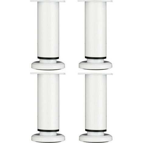 4 pieds de meuble réglables 18 cm, blanc, en métal, pour table ronde L