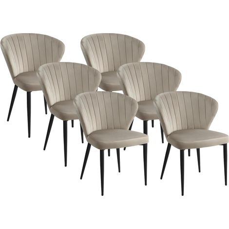 Lot de 6 chaises CRUSTI - Velours et Métal - Beige (1/5)