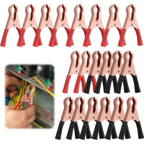 20Pcs Pince à Batterie en Cuivre de Voiture, 50A Pince de Batterie Isolée, Clips Crocodile de Demarrage Voiture avec Gaine Isolante pour Projets Électriques Testeur de Tension (1/5)