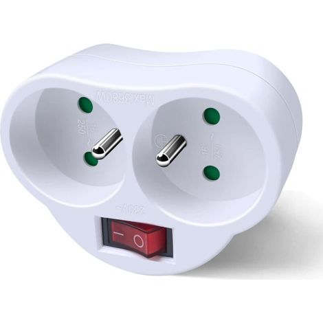 Prises Électriques avec Interrupteur, Multiprise 2 en 1 Electrique Murale Fiche, Prise Murale Electrique Idéal pour Chambre Bureau Domicile, 16A, 230V, Blanc (1/3)