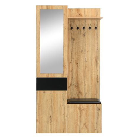 Ensemble entrée avec miroir 5 patères banc tiroirs meuble chaussures (1/5)