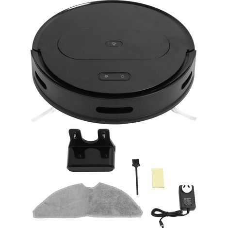Robot aspirateur noir 1800Pa, contrôle à distance via APP, nettoyage profond, recharge automatique, réservoir d'eau 180ml, aspiration et lavage, pour maison 150m², prise AU 100-240V (1/5)