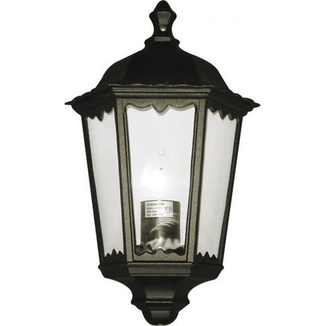 Lampione Lanterna A Muro Da Giardino Mod. New York Nero Altezza 43cm. (1/4)