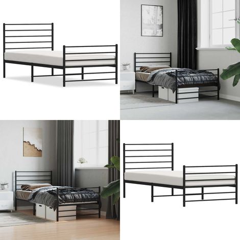 Giroletto con Testiera e Pediera Metallo Nero 107x203 cm - Letto con testiera e pediera - Letto robusto