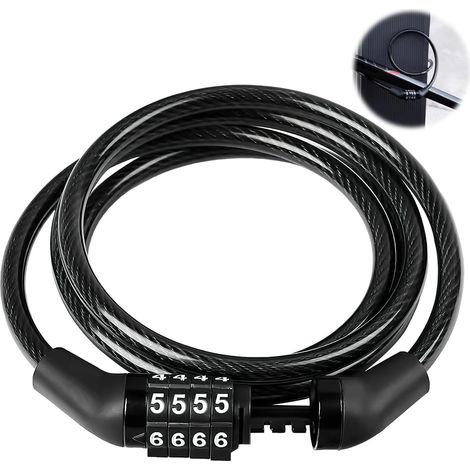 Serrure à Code à Quatre Chiffres pour Vélo, Antivol Portable pour VTT, Scooter Électrique, Vélo, Remorque de Remorquage, Haute Résistance aux Coupures, Protection Maximale contre le Vol (1/5)