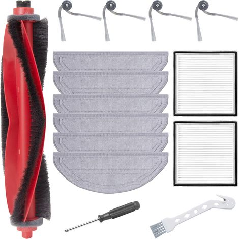 Kit d'accessoires pour Roborock Q10 S5 / Q10 S5+ Aspirateur Accessoires, 1 Brosse à rouleau, 4 Brosses latérales, 2 Filtre, 6 Chiffons, 1 Brosse de nettoyage, 1 Tournevis (1/5)