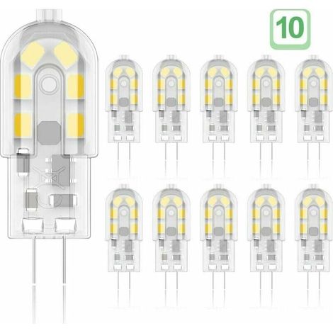 G4 LED-Leuchtmittel, 2 W, 20 W, entspricht Halogenlampen, Warmweiß 3000 K, 200 lm, 12 x SMD, 12 V AC/DC, 10 Stück [Energieklasse A+] (1/5)