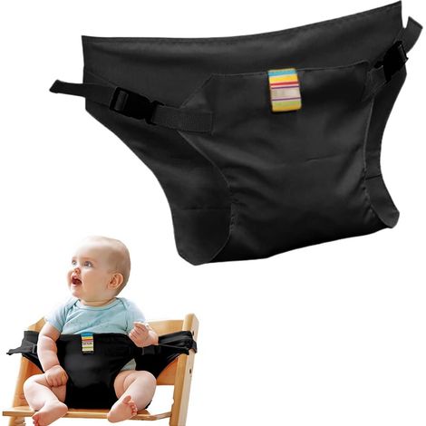 Harnais de voyage pour chaise haute, portable, pour tout-petits et bébés, accessoire indispensable pour chaise haute, voyage, sécurité, bébé, réglable, ceinture de sécurité, harnais respirant (noir) (1/5)