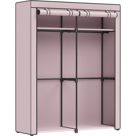 SONGMICS Armoire Chambre, Penderie avec 2 Tringles, Porte-vêtements, Housse en Tissu, Porte-manteau, Pliable, pour Dressing, Chambre, 140 x 43 x 174 cm, Violet Lavande (1/5)