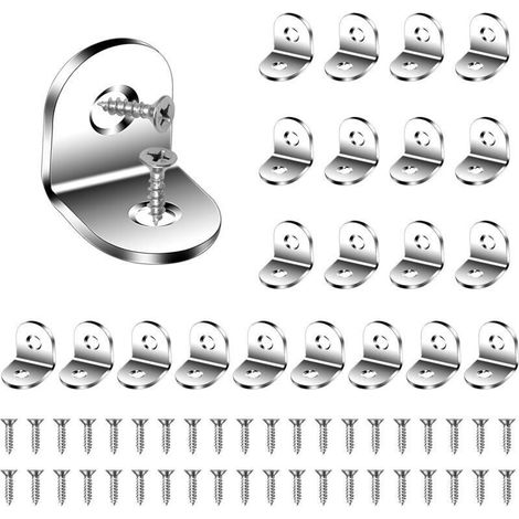 22 Pièces Équerre de Fixation Acier inoxydable, Équerres de Fixation 20 x 20 x 16mm, Équerre Angle 90 Degrés en Acier, pour Fixation et Réparation de Meubles (1/4)