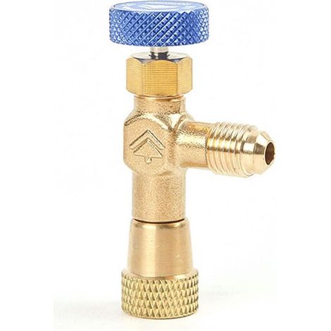 Soupape de sécurité de climatisation adaptateur de sécurité liquide 1/4 à 1/4 pouce pour R404A R22 R407C Valve de contrôle de débit de charge de liquide de refroidissement pour réparation (1/5)