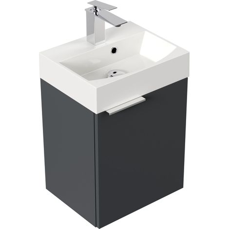 Gäste WC Badmöbel Kubus Slimline 40cm SoftClose grafit