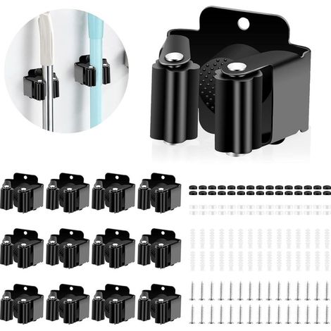 supports muraux pour balais - Pour suspendre les outils de jardin et les balais - Support mural pour outils de jardin - Matériel de montage pour cuisine, maison, salle de bain, garage(noir 12pcs) (1/5)