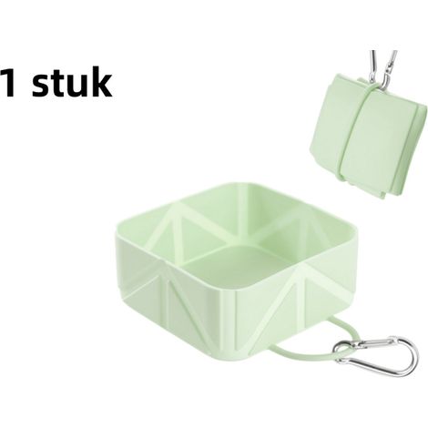 Bac à litière pliable monobloc en silicone portable 500 ml pour chat et chien couleur vert clair (1/5)