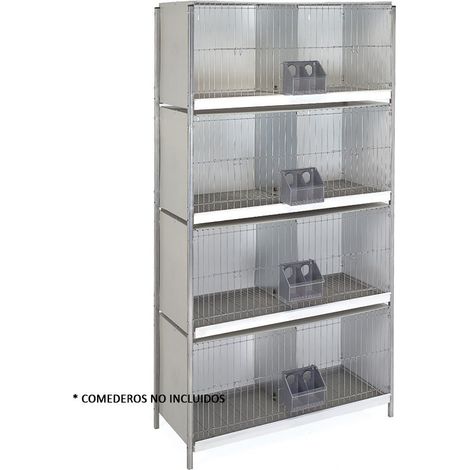 Suinga – Cage à pigeons 8 compartiments – Tôle galvanisée avec pieds – Dimensions 100 x 45 x 202 cm – Bac amovible et séparateurs en tôle (1/2)