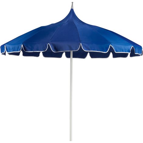 Sombrilla de poste central para jardín elegante ⌀ 245 cm poste de aluminio blanco tela de poliéster azul Minoa