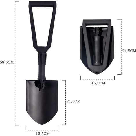 ALLIANDISPelle pliante de jardin en acier au carbone haute résistance, utilisation pour activités de plein air, camping, pelle à neige, jardinage, creuser (no (1/3)