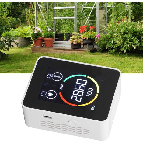 Détecteur de dioxyde de carbone à semi-conducteurs H8 Plus ZN-AZ-GG01, détecteur de CO2, moniteur de qualité de l'air intérieur (température et humidité), étalonnage automatique (blanc) (1/5)