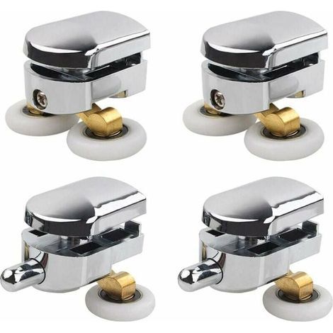 Rouleau de porte de douche, 4 roulettes doubles pour porte de douche Roulettes Coulissantes Porte Roue de Remplacement pour Cabine de Douche(25mm) (1/5)