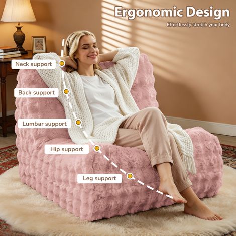 Fauteuil pouf Chenille avec dossier - Coussin moelleux ergonomique pour salon et chambre (1/5)