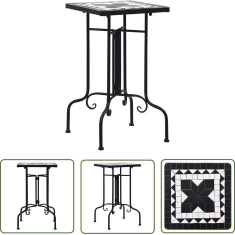 INLIFE Tables d'appoint mosaïque Noir et blanc Céramique (1/5)