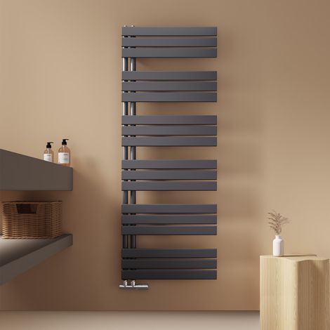 EMKE Badheizkörper Flach 1599x600 mm Anthrazit, Handtuchwärmer für Badezimmer Handtuchtrockner, Panel Handtuchhalter Seitenanschluss für Wasser 958W (1/5)