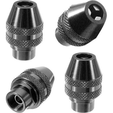 Jeu de 4 mandrins de perçage métalliques à trois mors à changement rapide sans clé (convient aux outils rotatifs de précision, plage de serrage de 1/32" à 1/8") (1/5)