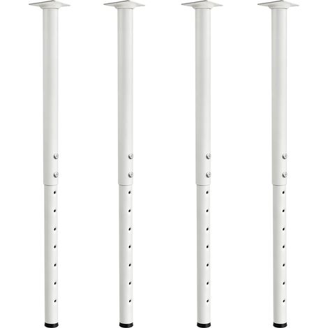 Pieds de Table Réglables de 55 à 90 cm, Pieds de Meuble en Métal Ø42/38mm avec Vis, Pieds Télescopiques pour Bricolage, RV, Maison et Bureau (4 pièces, Blanc) (1/5)