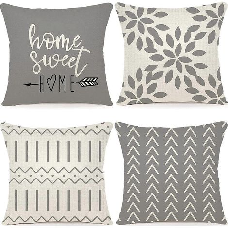 Ensemble de 4 housses de coussin décoratives pour canapé, fauteuil, chaise, etc. (1/4)