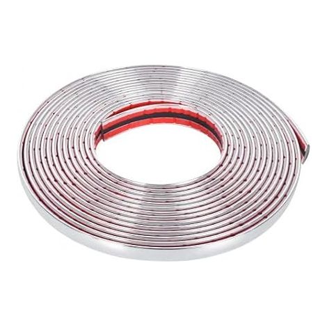 Chrome Bande de Garniture Voiture, Baguette Adhesive Chrome pour Carrosserie Fenêtre Décoration Argent pour Auto, Couverture de Protection du Bord de Porte de Voiture (12 mm x 5 m) (1/5)
