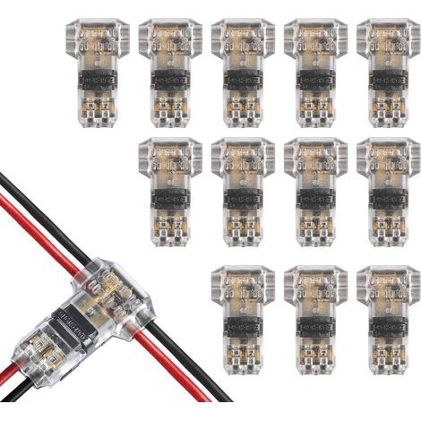 12 connecteurs de fil T Hahn, étanches à l'eau et à la poussière 2 broches sans soudure pour fils 20/22 AWG 0,35-0,5 mm² (1/5)