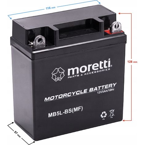 Moretti 12V AGM Gel-Batterie MB5L-BS / 12N5-3B Starke Qualität (1/2)