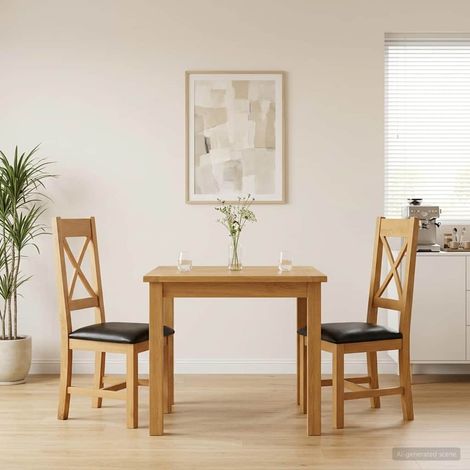 vidaXL Sedia da pranzo 2 pz Legno di Quercia Massello Nero (1/5)
