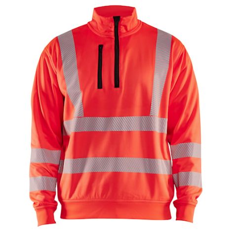 Sweat de travail col zippé haute visibilité 3564 - Rouge fluo XS (1/2)