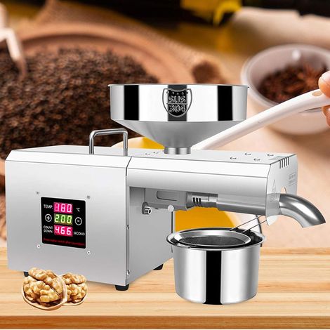Automatische Ölpresse, Maschine Temperaturkontrolle Öl Extraktion Expeller Ölmühle 610W EU-Stecker Automatische ölmühle edelstahl für Kommerziell und Haushalt (1/5)