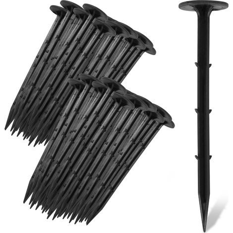 200-1000er Set Bodenanker, L. 160mm, Erdanker Erdnägel Kunststoff, Gartenvlies Befestigung, Unkrautvlies, Schwarz, Zelthering - 400 stk