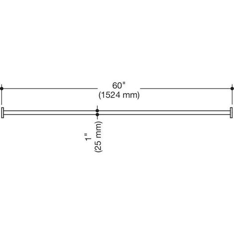HEWI 900.34.40260 Tringle à rideau, d:25, L=1524 mm