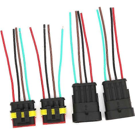 Connecteur électrique étanche auto 4/5/6 broches, 2 kits avec câbles, fiche mâle/femelle pour voiture, IP67, raccordement rapide (1/3)