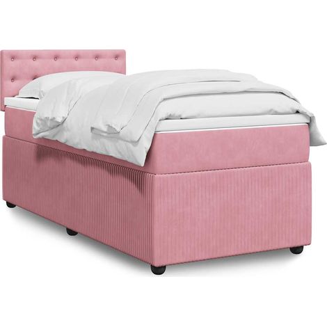 Boxspringbett mit Matratze Rosa 100x200 cm Samt