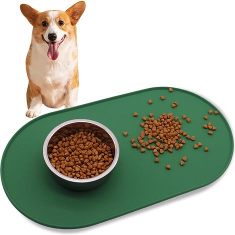 Tapis pour gamelle chien et chat avec rebord surélevé, tapis en silicone antidérapant pour nourriture et eau (1/5)