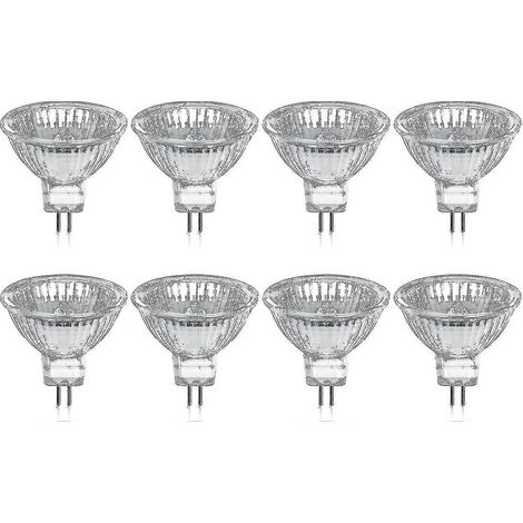 Ampoule halogène GU5.3 MR16 35 W 12 V blanc chaud 2800 K, dimmable, diffuseur en verre, 400 lumens, culot 2 broches, lot de 8 (1/2)