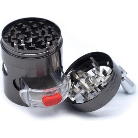 Grinder Broyeur Manivelle - - 4 Couches - Alliage de Zinc - Diamètre 6.3cm - Noir