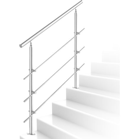 Jiubiaz Ringhiere e parapetti per esterni in acciaio inox 100 cm con 3 traverse, supporto affidabile per scale interne ed esterne