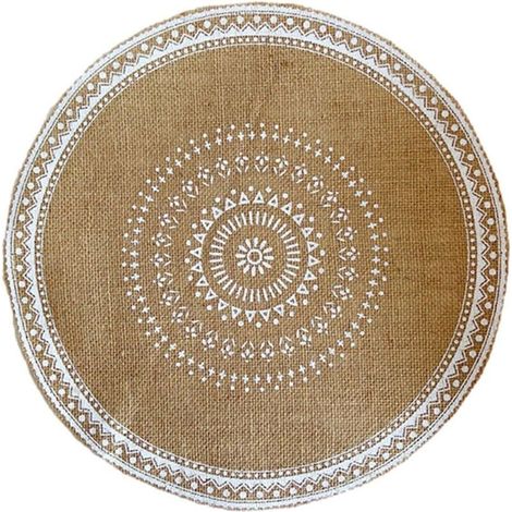 Napperon Rond Tissé à Franges De Jute 38 Cm Tapis De Table Imprimé Naturel Tapis De Table De Cuisine Antidérapant Résistant à La Chaleur Coussin De Protection De l'environnement