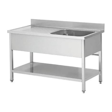 [PRODUIT RECONDITIONNÉ] Plonge (évier) - Largeur XL (L=1610-2010mm) - 1 bac, Avec dosseret