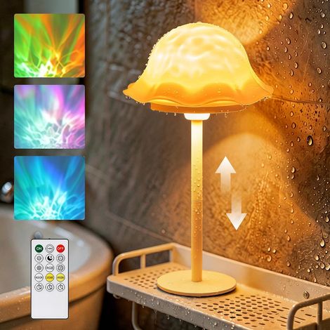 Lampe de Douche Étanche, 10 Couleurs Projecteur Océan Ambiance avec Télécommande, Étanche IP44, Projecteur de Lumière Effet Vague RGB pour Salle De Bain, Salon, Bureau, Chambre (1/5)