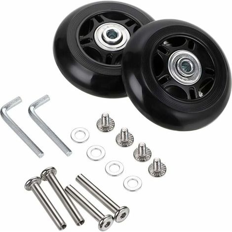 Ruedas de repuesto para maletas de 80 mm x 24 mm, kits de reparación de rodamientos para ruedas giratorias de goma, juego de 2 (1/4)