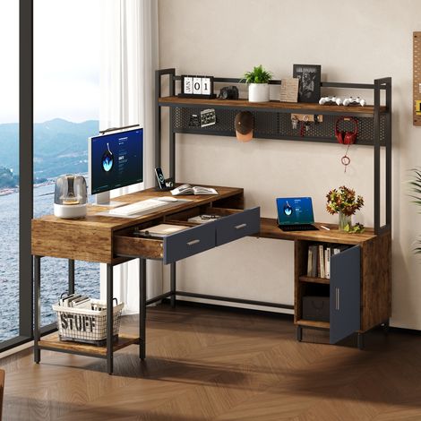 Scrivania angolare con cassetti 140x140 cm OKMYHOME (1/5)