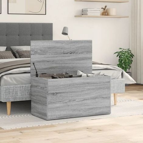 Boîte de Rangement 84x42x46 cm en Bois d'Ingénierie, Grande Capacité, Design Moderne Gris, Solution de Stockage Durable pour Salon, Chambre ou Bureau (1/5)
